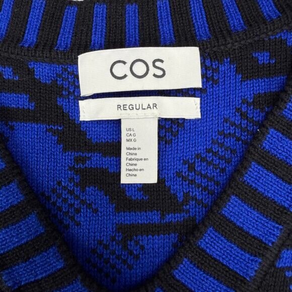 COS Regular Fit Jacquard Vest Men's Size Large Blue Black - Picture 4 of 6